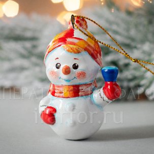 Елочная игрушка Снеговик Снеговик в полосатой шапке