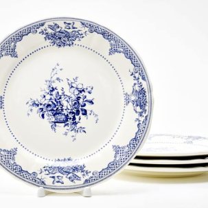 Набор тарелок столовый FLEURS DEPAREILLEES BLEU GIEN Шампань