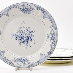 Набор тарелок столовый FLEURS DEPAREILLEES BLEU GIEN Шампань