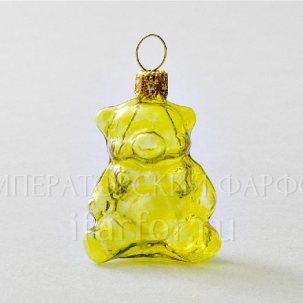 Елочная игрушка Леденцовый мишка (лимонный)