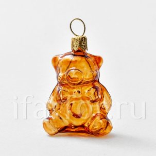 Елочная игрушка Леденцовый мишка (оранжевый)