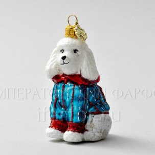 Елочная игрушка в подарочной коробке 210х130мм Пудель 60 x 95 мм.