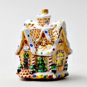 Елочная игрушка в подарочной коробке Пряничный домик с остроконечной крышей