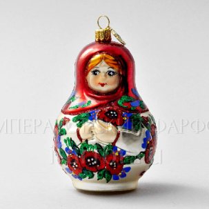 Елочная игрушка в подарочной коробке 210х130мм Матрешка красная 65 x 122 мм.