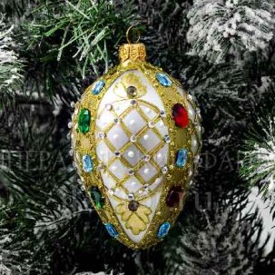 Елочная игрушка Яйцо Фаберже Яйцо Фаберже с золотой сеткой