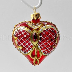 Елочная игрушка Сердечко Золотой бант