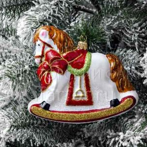 Елочная игрушка Лошадка-качалка Лошадка-качалка с бантом
