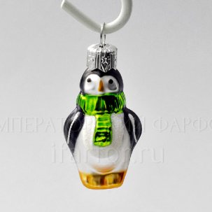 Елочная игрушка Пингвин в зеленом шарфе