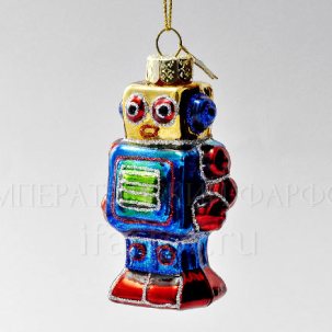 Елочная игрушка Маленький робот синий 90 мм.