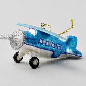 Елочная игрушка Самолет синий