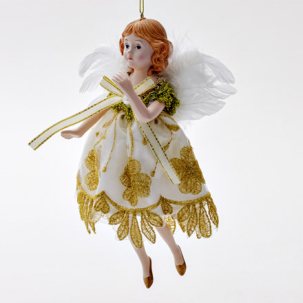 Елочная игрушка Ангел в кружевном платье 1