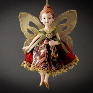 Елочная игрушка Маленькая фея в бордовом платье 1