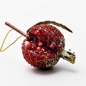 Елочная игрушка Бусина гранат красный