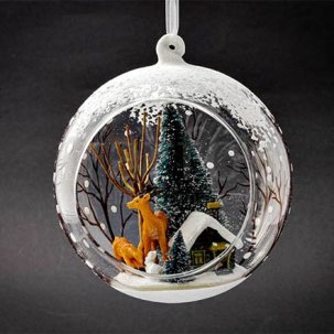 Елочная игрушка Зимний лес в открытом шаре