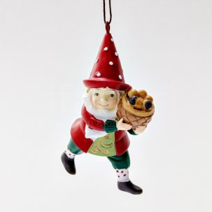 Елочная игрушка Гном с корзинкой