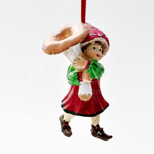 Елочная игрушка Сбор грибов. Девочка с рыжиком