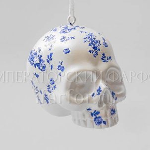 Елочная игрушка Череп Голубой