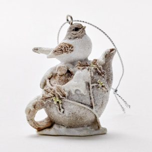 Елочная игрушка Птичка на чайнике 1