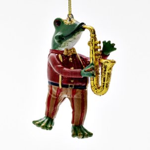 Елочная игрушка Лягушонок с саксофоном