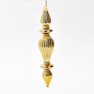 Елочная игрушка Веретено ребристое 1 Золотое