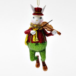Елочная игрушка Кролик со скрипкой