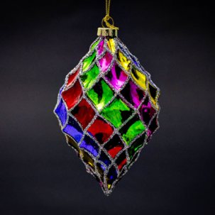 Елочная игрушка Конус Радужная сетка 80 x 125 мм.