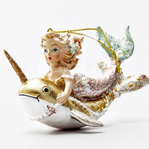 Елочная игрушка Русалка на нарвале