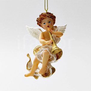 Елочная игрушка Ангел с трубой