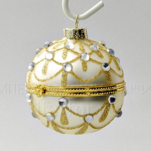 Елочная игрушка Шкатулка в форме Шара Серебрянная