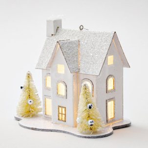 Новогоднее украшение Заснеженный светящийся домик 3 LED