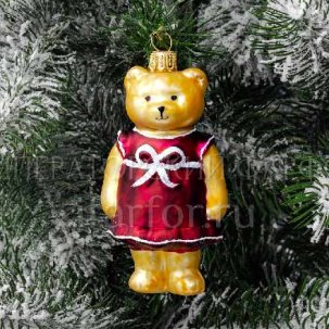 Елочная игрушка Маша в бордовом платье