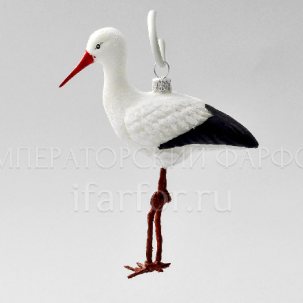 Елочная игрушка Аист 85 x 113 мм.