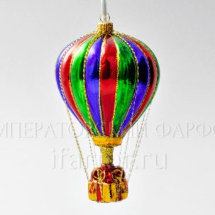 Елочная игрушка Воздушный шар полосатый красно-сине-зеленый