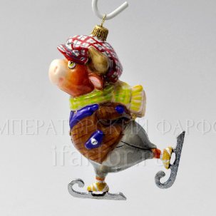 Елочная игрушка Бычок на коньках