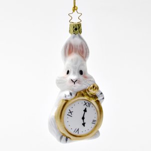 Елочная игрушка Белый Кролик с часами