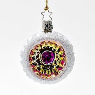 Елочная игрушка Шар-рефлектор Розовое отражение серебристый