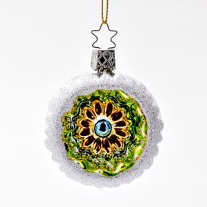 Елочная игрушка Шар-рефлектор Зеленое отражение серебристый