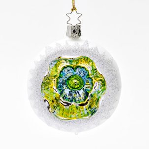 Елочная игрушка Шар-рефлектор Голубое отражение белый матовый