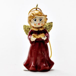 Елочная игрушка Ангел красный 1