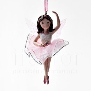 Елочная игрушка Маленькая фея в розовом с крылышками 2