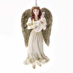 Елочная игрушка Ангел с мандолиной