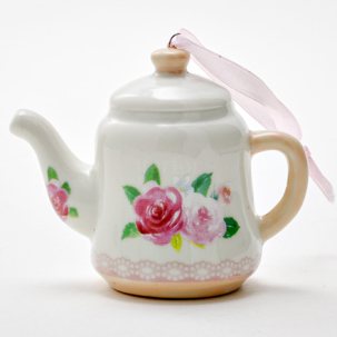 Елочная игрушка Чайничек с розочками