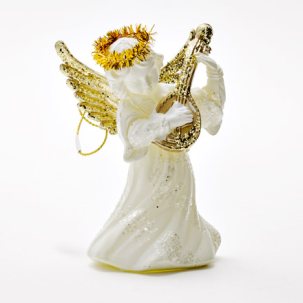 Елочная игрушка Ангелочек с мандолиной