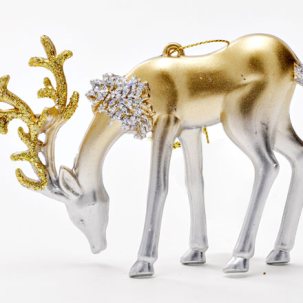 Елочная игрушка Олень с золотыми рогами