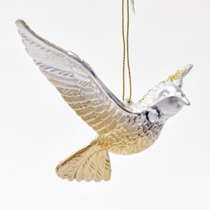 Елочная игрушка Голубь серебристо-золотой 1