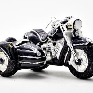 Елочная игрушка Мотоцикл с коляской 150 x 85 мм.