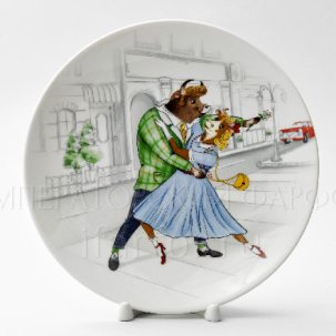 Тарелка декоративная Быки-стиляги. Бродвей