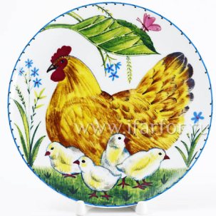 Тарелка декоративная Курочка с цыплятами