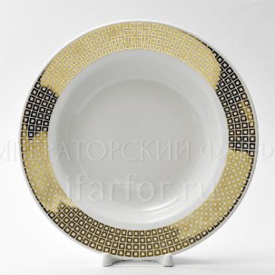 Тарелка глубокая Зазеркалье. Квадраты (золото)