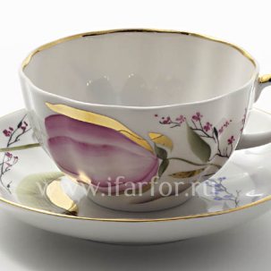 Чашка с блюдцем чайная Розовые тюльпаны 1/2 Тюльпан